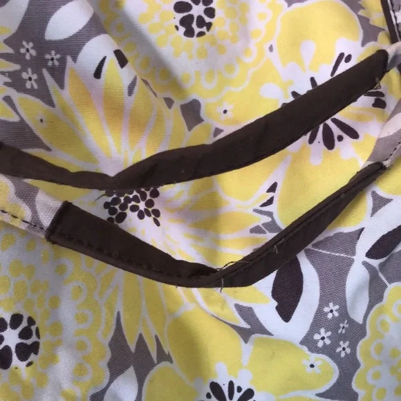 thirty one large spring Floral Yellow and Brown Tote Bag - Picture 6 of 11